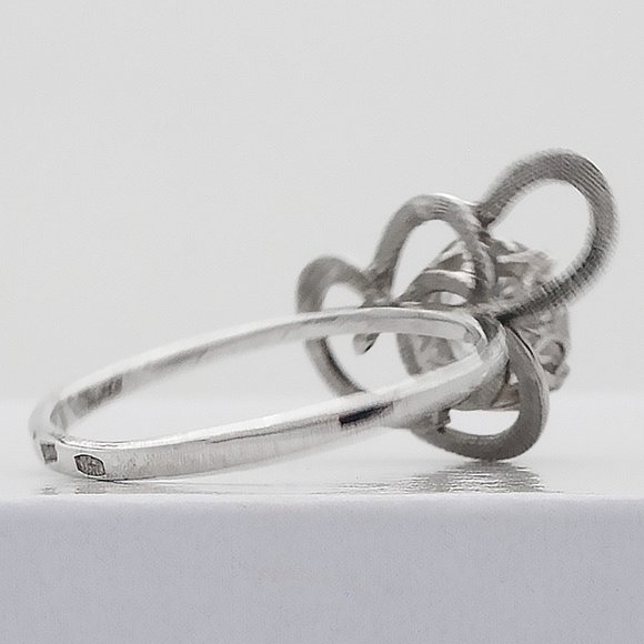 Vintage Rock Crystal Ring, Real Sterling Silver Fancy Cocktail Ring, Size 7.25 - Picture 7 of 9